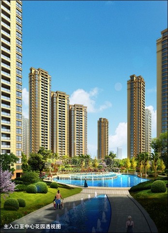 入口至中心花园透视图 3/7