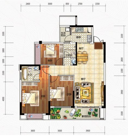 二期7栋A3户型 2/3