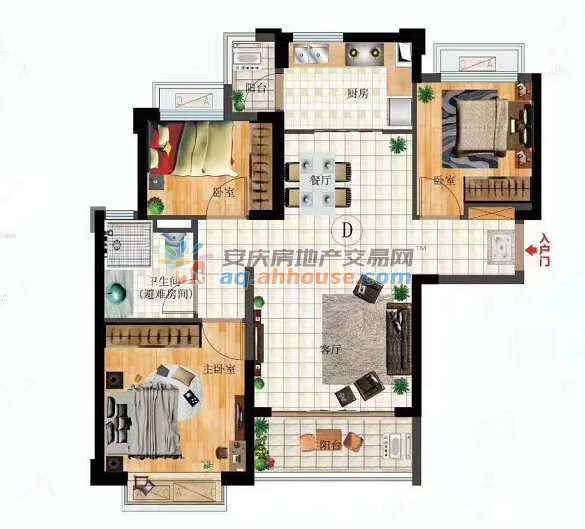 三室两厅一卫102.42平米LT10-D户型 17/20
