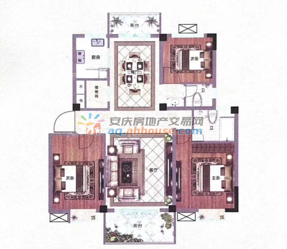 三室两厅两卫129.93平米D1户型 7/8