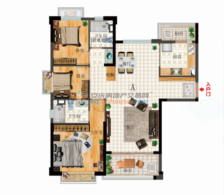 三室两厅两卫128.04平米L6-A户型 16/20